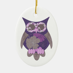 En Céramique Ornement pourpre de hibou de ketmie