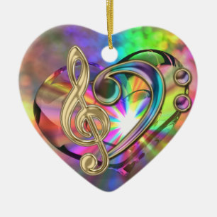 En Céramique Ornement psychédélique de clefs de coeur de