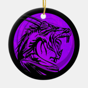 En Céramique Ornement rond de dragon gris noir violet