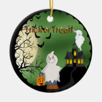 Ornement rond de fantôme de garçon de Halloween
