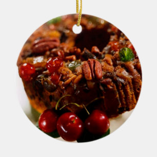 EN CÉRAMIQUE ORNEMENT ROND DE GÂTEAU DE FRUITS SECS
