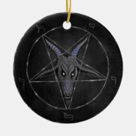 En Céramique Ornement rond noir et gris de Baphomet (Devant)