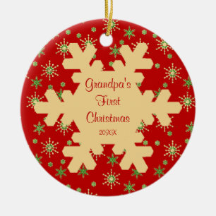 En Céramique Ornement rouge de flocon de neige de premier Noël