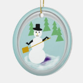 En Céramique Ornement - Snowman dans Snowglobe (Gauche)
