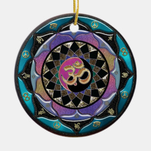 En Céramique Ornement spirituel de Noël de mandala de lune