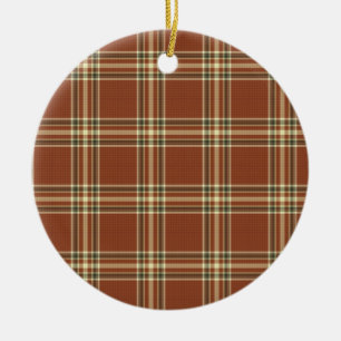 En Céramique Ornement Tartan Marron