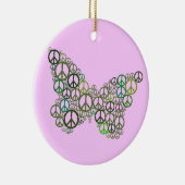 En Céramique Ornement vert rose de papillon de paix (Droite)