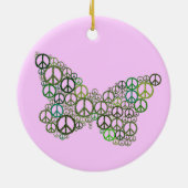 En Céramique Ornement vert rose de papillon de paix (Dos)