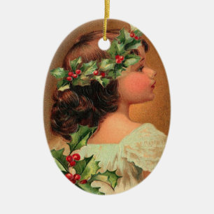En Céramique Ornement victorien Holly Girl
