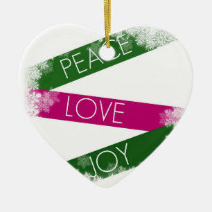 En Céramique Paix de Noël, amour, ornement de coeur de joie