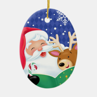 En Céramique Père Noël et ornement de renne