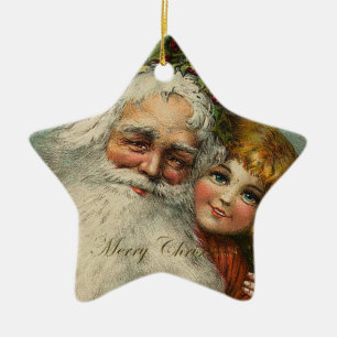 En Céramique Père Noël Père Noël Étoile Ornement