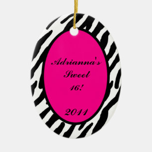 En Céramique Personnalisé Ornement personnalisé Hot Pink Zebra