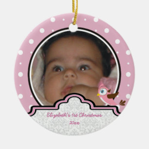 En Céramique Polka point bébé fille premier ornement photo de N