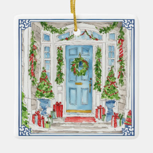 En Céramique Porte de Noël Aquarelle Arbre de Noël Ornement