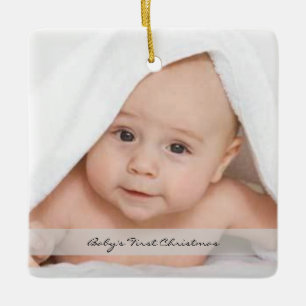 En Céramique Premier Noël de bébé Photo Ornement Nom Naissance
