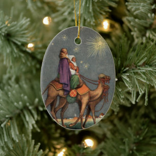 En Céramique Premier Noël Hommes Sages Ornement Vintage