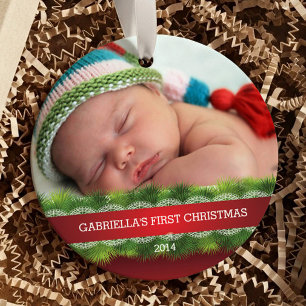En Céramique Premier ornement photo de Noël du Bébé