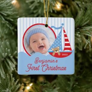 En Céramique Premier ornement photo de Noël pour bébé de voilie
