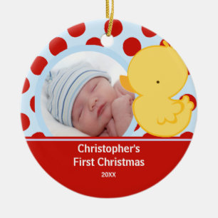 En Céramique Première photo de Noël de bébé Ornement Canard Gar