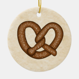 En Céramique Pretzel avec ornement Bkgd Beige