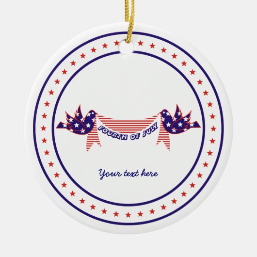 En Céramique Quatrième 4 juillet Doves avec ornement étoiles (Devant)