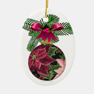 En Céramique Retro les années 50 Poinsettia Ornement Bourgogne