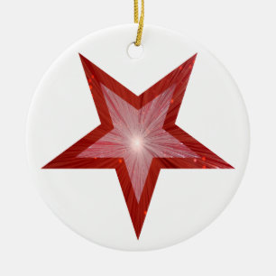 En Céramique Rouge Star ornement blanc rond