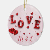 En Céramique Ruby Cristal Amour et Coeurs Ornement initial (Gauche)