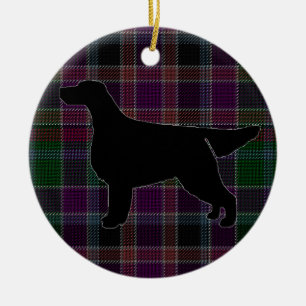 En Céramique Silhouette de Setter Gordon sur ornement tartan
