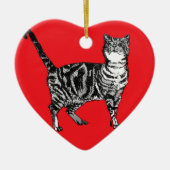 En Céramique Tabby Chat Rouge Noël Cool Enfants Décoration (Devant)