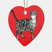 En Céramique Tabby Chat Rouge Noël Cool Enfants Décoration (Gauche)