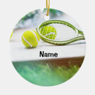 En Céramique Tennis de ballon et raquette avec décoration de N