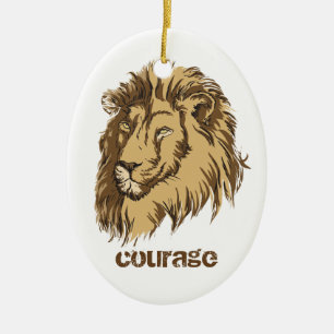 En Céramique Tête de lion personnalisation Courage ornement per