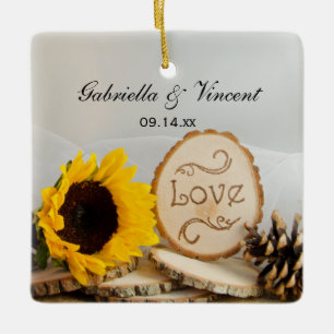 En Céramique Tournesol rustique Mariage ornement