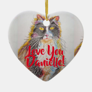 En Céramique Tuxedo Chat Noir Aimer Vous Femmes Nom Décoration