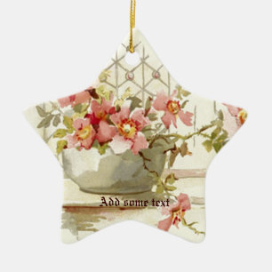 En Céramique Vase aux roses roses vintages aquarelle ornement