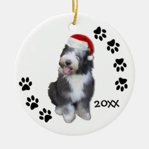En Céramique Vieil ornement anglais de Noël de chiot de chien