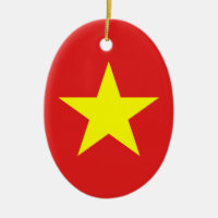 Viêt Nam Drapeau Jaune Étoile Ornement Oval