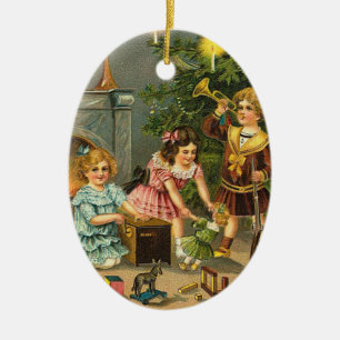 En Céramique Vintage Noël Voeux Arbre Ornement