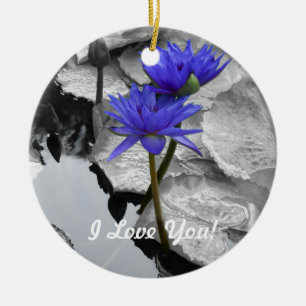 En Céramique Water Lily Love "I Love You" Ornement