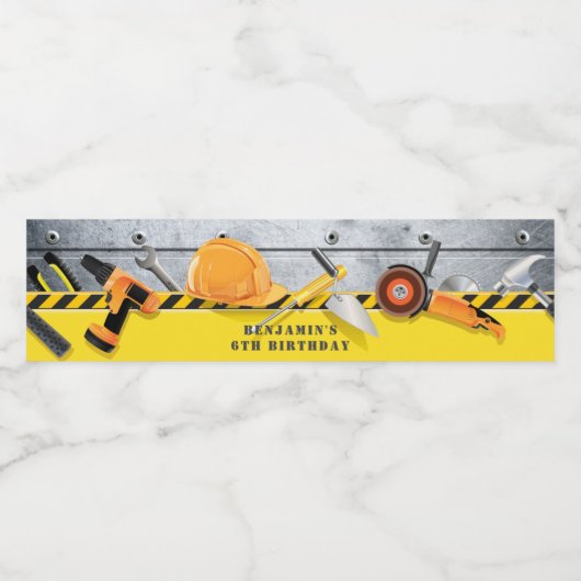 En construction Anniversaire Étiquette de bouteill (Étiquettes simples)