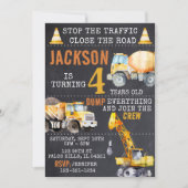 En construction anniversaire garçon Invitation (Devant)