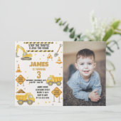 En construction Anniversaire Invitation avec photo (Debout devant)