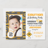 En construction Anniversaire Photo Invitation (Devant)