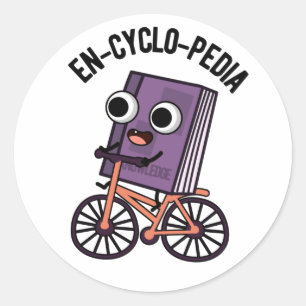En-cyclo-Pedia Funny Encyclopedia Pun Ronde Sticker