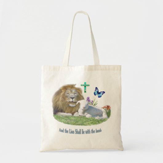En de Leeuw zal bij het Lam liggen Tote Bag (Voorkant)
