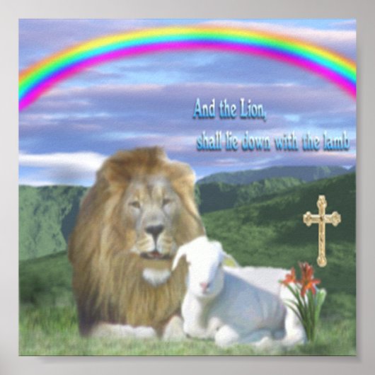 En de Leeuw zal gaan liggen met het Schaap Poster (Voorkant)