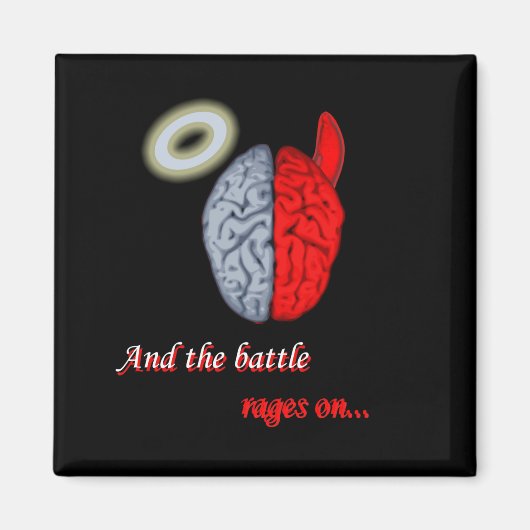 En de strijd draait aan (goed vs kwaad) magneet (Voorkant)