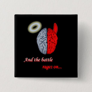 En de strijd draait aan (goed vs kwaad) vierkante button 5,1 cm